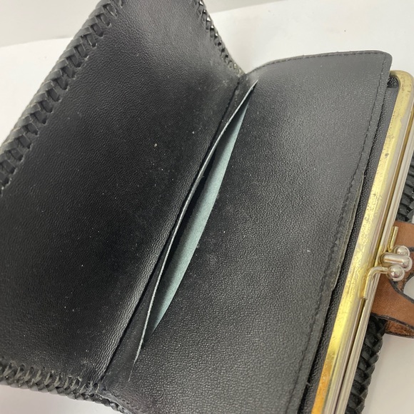 Vtg Ladies Brown Leather Wallet Floral 7” - Picture 9 of 10